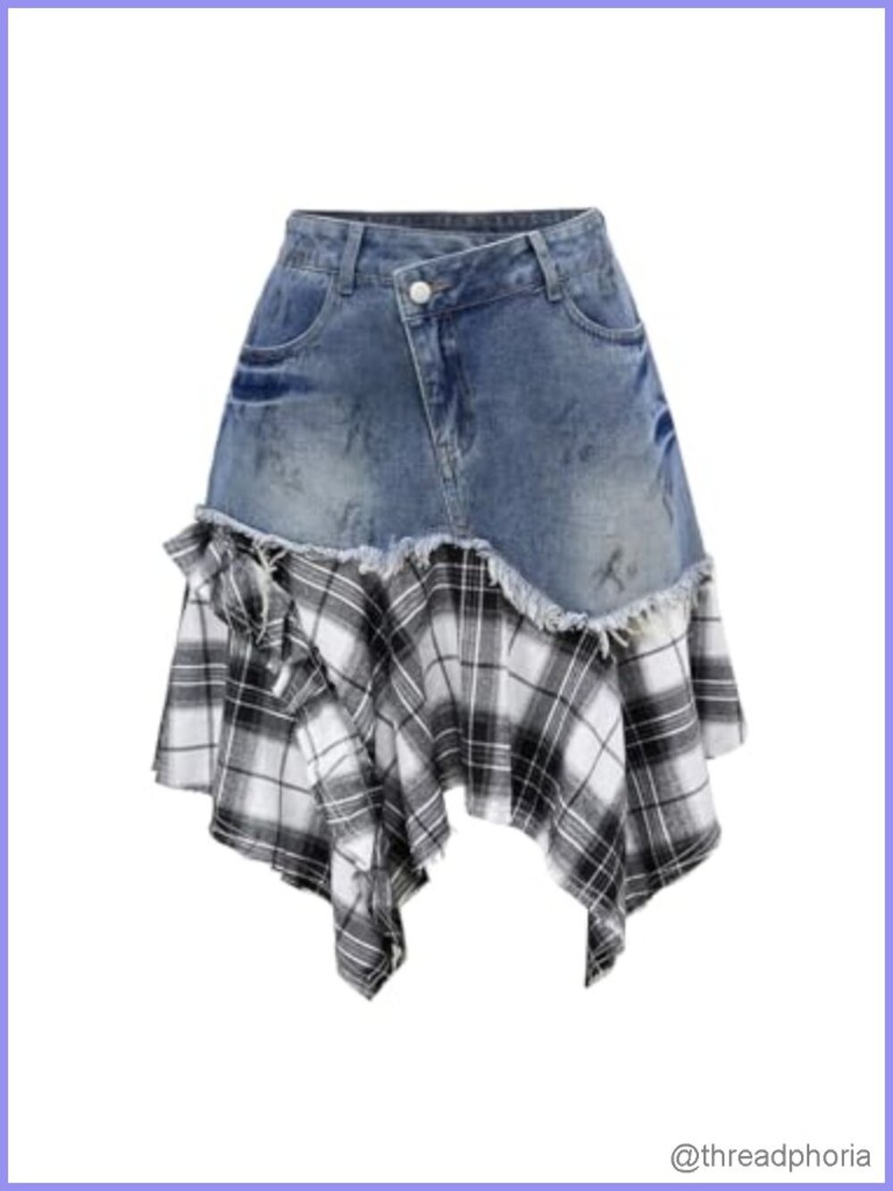 Plus Size Plaid Denim A-Line Grunge Punk Short Skirt Y2K